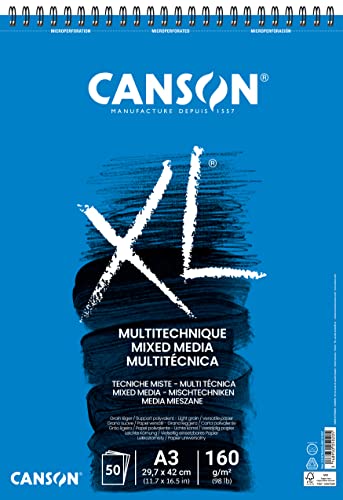 Canson XL Mix Media strukturiertes Spiralalbum, mikroperforiert, A3, 50 Blatt, 160 g, weiß Canson XL Mix Media strukturiertes Spiralalbum, mikroperforiert, A3, 50 Blatt, 160 g, weiß von Canson
