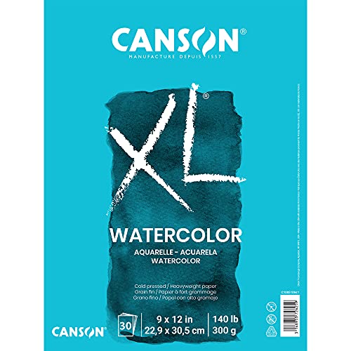 Canson XL Series Aquarellblock mit Textur, Verwendung mit Farbstift, Tinte, Pastellfarben und Acryl, seitliche Drahtbindung, 63,5 kg, 17,8 x 25,4 cm, 30 Blatt von Canson