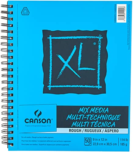 Canson XL Series Mixed Media Pad, raue Textur, Seitendraht, 22,9 x 30,5 cm, 50 Blatt – schweres Kunstpapier für Aquarell, Gouache, Marker, Malen, Zeichnen, Skizzieren von Canson