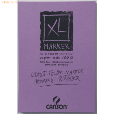 Canson Zeichenblock XL Marker A3 70g/qm 100 Blatt sehr weiß Canson Zeichenblock XL Marker A3 70g/qm 100 Blatt sehr weiß von Canson