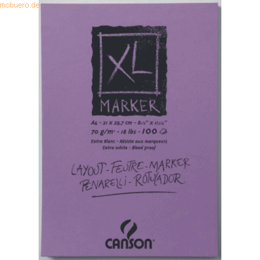Canson Zeichenblock XL Marker A3 70g/qm 100 Blatt sehr weiß von Canson