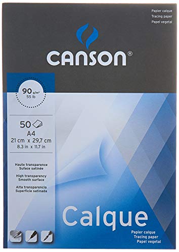 Canson grafische Zwecke 200757240 Block Block, 50 Blatt satiniertes 90 g, A4, 21 x 29,7 cm von Canson