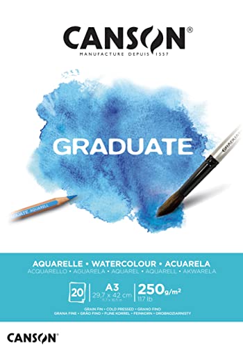 Canson Graduate Aquarellpapier Block, DIN A3, 20 Blatt, 250 g/m² von Canson