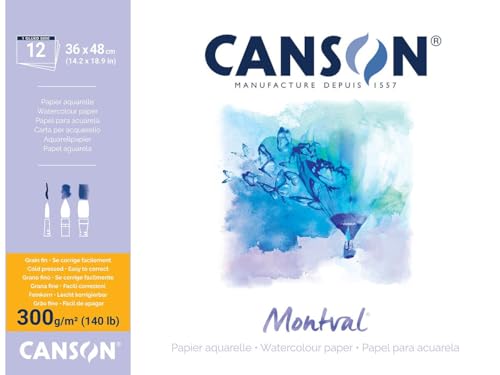 Montval Block einseitiggeleimt, 36 x 48 cm, 12 Blatt, 300 g/m² von Canson