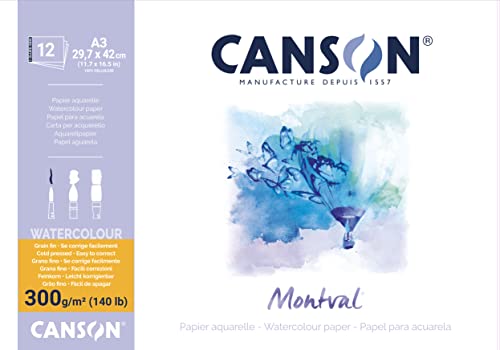 Canson Montval Block einseitiggeleimt, DIN A3, 12 Blatt, 300 g/m² von Canson