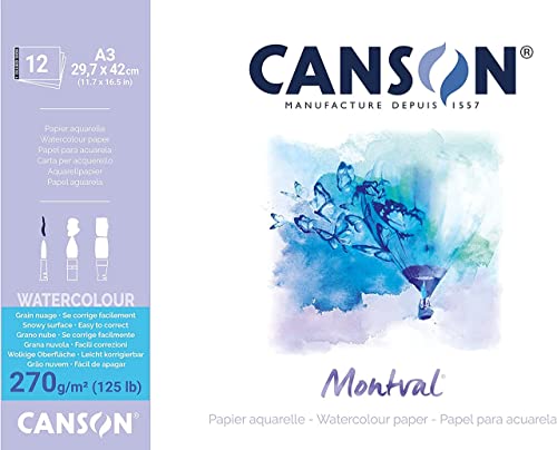 Montval Block einseitiggeleimt, DIN A3 cm, 12 Blatt, 270 g/m² von Canson