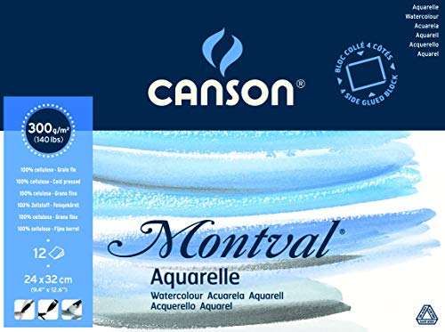 Canson Montval Block rundumgeleimt, 24 x 32 cm, 12 Blatt, 300 g/m² von Canson