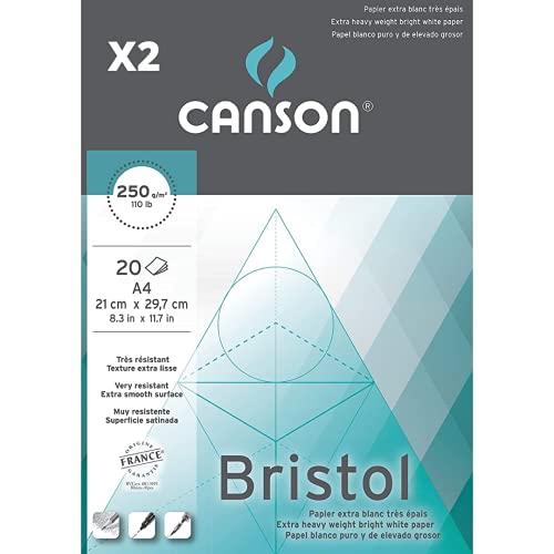 Pack 2 – Klebeblock, A4, 20 Blatt, Canson Bristol, satiniert, 250 g von OFITURIA