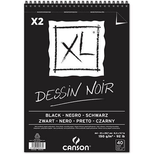 Pack 2 – Spiralalbum, mikroperforiert, A4, 40 Blatt, Canson XL Black, feine Körnung, 150 g, Schwarz Pack 2 – Spiralalbum, mikroperforiert, A4, 40 Blatt, Canson XL Black, feine Körnung, 150 g, Schwarz von OFITURIA