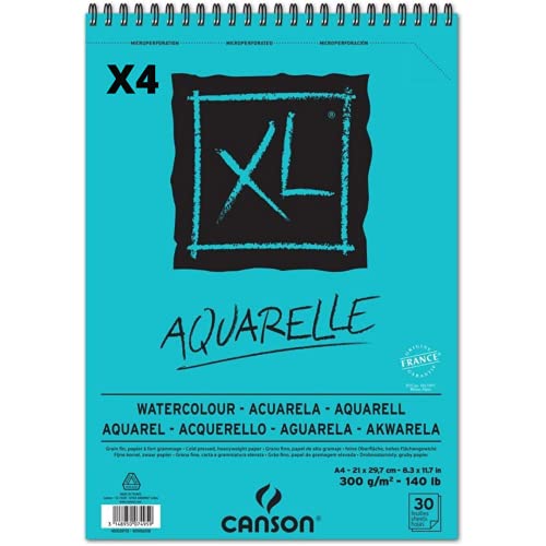 Pack 4 - Canson XL Aquarelle, Spiralalbum, mikroperforiert, A4, 30 Blatt, feine Körnung 300 g Pack 4 - Canson XL Aquarelle, Spiralalbum, mikroperforiert, A4, 30 Blatt, feine Körnung 300 g von Canson