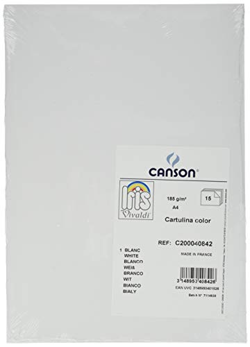 Paquete A4, (15 Hojas) Guarro Cartulina IRIS 185g Blanco von Canson