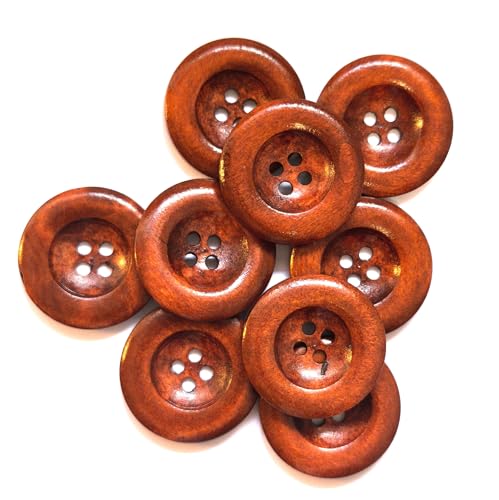 20 edle Holzknöpfe dunkelbraun, braun 35mm - 4 Löcher - zum aufnähen, nähen, basteln, für Scrapbooking - runde Holzknöpfe - Mantelknöpfe Jackenknöpfe Dekoknöpfe von CansyY