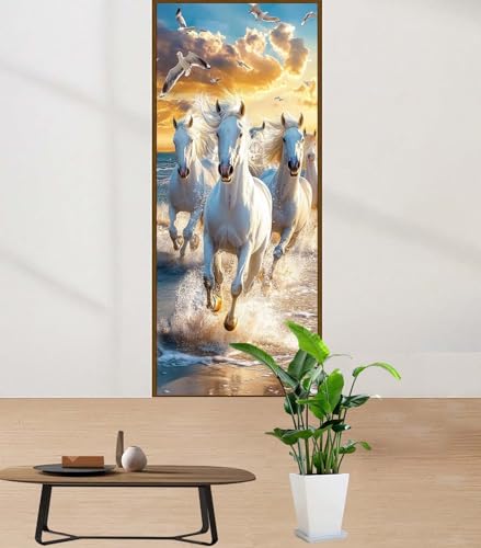 Horse Diamond Painting XXL 105x35cm Tier Diamant Painting Bilder DIY 5D Full Diamond Art Leinwand Malen nach Zahlen Erwachsene Bastelset, Kreatives für Mädchen Geschenke, Wanddeko Aesthetic S-923 von Canuhkun