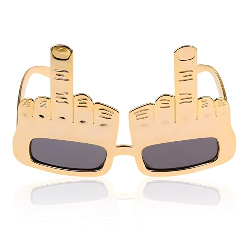 Canvas Trend Lustige Sonnenbrille für Erwachsene, goldene Neuheit Sonnenbrille mit Mittelfinger, kreative alberne Party-Sonnenbrille, lustige Mittelfinger-Brille für Halloween, Maskerade, Festival von Canvas Trend