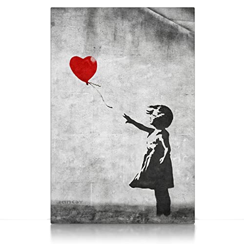 Banksy - Balloon Girl - Leinwand Bild - Mädchen mit rotem Ballon, Graffiti Wandbild Kunst Druck Wand Bilder XXL Wohnzimmer (100 x 70 cm, Leinwand auf Keilrahmen, Balloon Girl) von CanvasArts