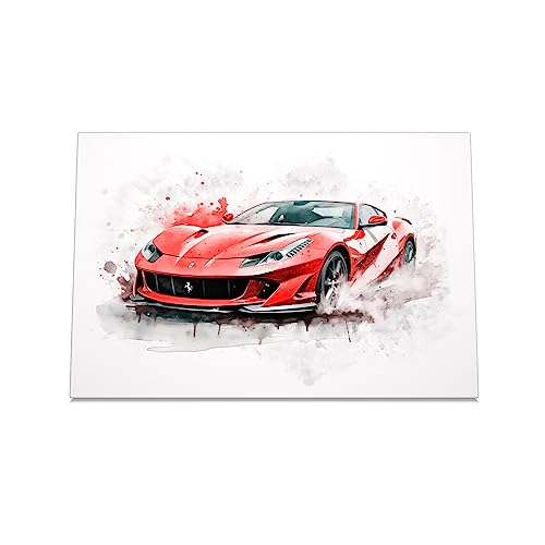 CanvasArts Watercolor Sketch Aquarell für Ferrari F12 - Leinwand Bild - Auto Artwork Modern Art Wandbild (80 x 60 cm, Leinwand auf Keilrahmen, Ferrari F12) von CanvasArts