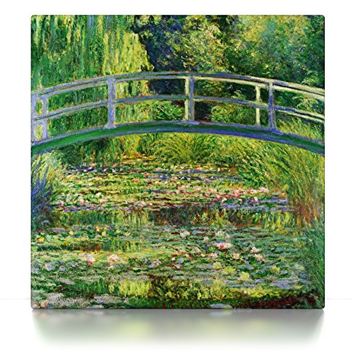 Seerosenteich / (Wasserlilien) & japanische Brücke - Claude Monet - Leinwandbild, Wandbild Kunst Druck (80 x 80 cm, Leinwand auf Keilrahmen, Seerosenteich) von CanvasArts