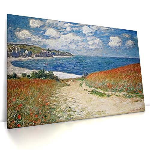 Strandweg zwischen Weizenfeldern bei Pourville - Claude Monet - Leinwand Bild auf Keilrahmen - Wandbild Kunst Druck (70 x 50 cm, Leinwand auf Keilrahmen, Strandweg zwischen Weizenfeldern) von CanvasArts