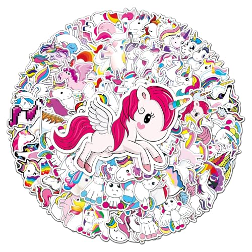 100 Stück Unicorn Vinyl Aufkleber für Wasserflaschen, Laptop, Computer, Skateboard, niedliches Aufkleber-Geschenk für Kinder, Teenager, wasserdicht von Canverlens