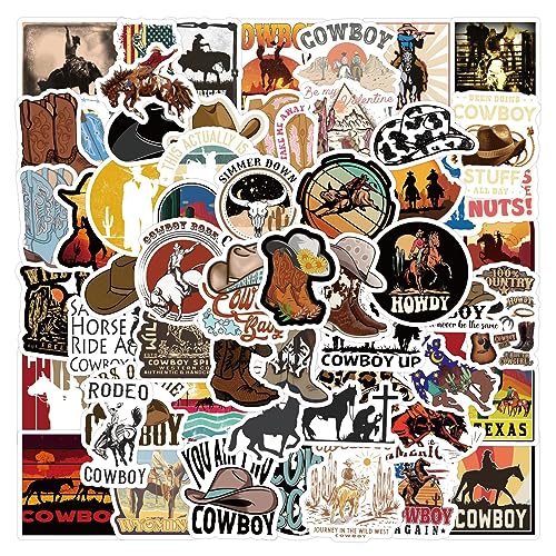 50 Stück Cowboy Aufkleber für Wasserflaschen, Skateboard, Gepäck, Computer, Sammelalbum, Auto Aufkleber süße Laptop Aufkleber für Teenager und Erwachsene von Canverlens