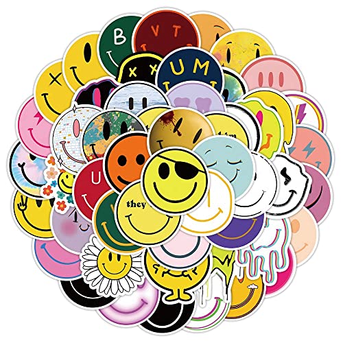 50 Stück Lächelndes Gesicht VinylAufkleber für Wasserflaschen, Laptops, Autos, Skateboards, Höhlendekorationen für Herren von Canverlens