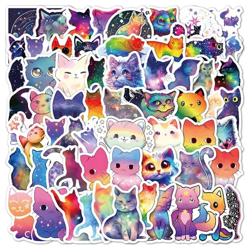 50 Stück Sternenhimmel-Katze Aufkleber, ästhetische Aufkleber für Wasserflasche, Laptop, Scrapbook, Tagebuch, wasserdichte Vinyl Aufkleber für Erwachsene und Jugendliche 50 Stück Sternenhimmel-Katze Aufkleber, ästhetische Aufkleber für Wasserflasche, Laptop, Scrapbook, Tagebuch, wasserdichte Vinyl Aufkleber für Erwachsene und Jugendliche von Canverlens