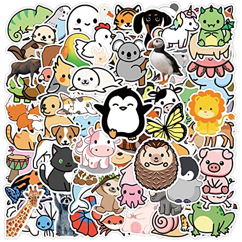 Cartoon Tiere Aufkleber 100pcs, Ästhetische Dekoration Vinyl Sticker für Sammelalbum, Laptop, Kinder, Teenager, Mädchen von Canverlens