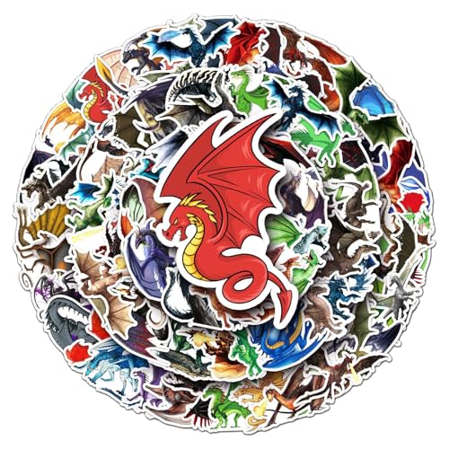 Dragon Aufkleber 100pcs, Ästhetische Dekoration Vinyl Sticker für Sammelalbum, Laptop, Kinder, Teenager, Mädchen von Canverlens