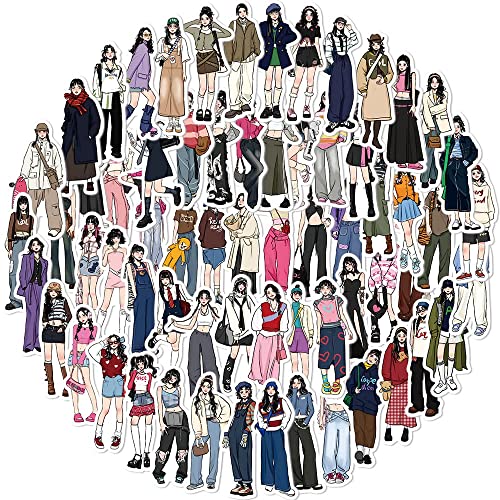 Modernes Mädchen Outfit Aufkleber 62pcs, Ästhetische Dekoration Vinyl Sticker für Sammelalbum, Laptop, Kinder, Teenager, Mädchen von Canverlens