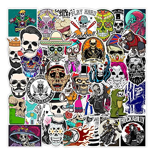 Schädel Graffiti Aufkleber Pack (100 Stück) Vinyl Aufkleber für Wasserflaschen, Laptops, Autos, Skateboards, Höhlendekorationen für Männer, wasserdichte Rockmusik-Aufkleber von Canverlens