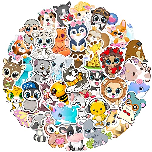 Süße Tiere Aufkleber 50pcs, Ästhetische Dekoration Vinyl Sticker für Sammelalbum, Laptop, Kinder, Teenager, Mädchen von Canverlens