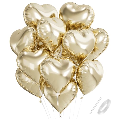 Herz Folienballon Gold, 18 Zoll Herzluftballons Hochzeit Gold, Hell Gold Herz Helium Luftballons, Herzen Folien Ballons Party Dekoration für Geburtstag Hochzeitsfeier Anniversary Valentinstag Herz Folienballon Gold, 18 Zoll Herzluftballons Hochzeit Gold, Hell Gold Herz Helium Luftballons, Herzen Folien Ballons Party Dekoration für Geburtstag Hochzeitsfeier Anniversary Valentinstag von Capaneus