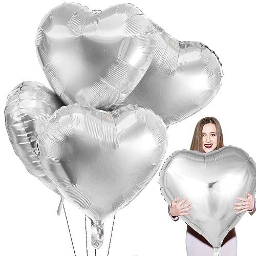 Herz Folienballon Silber 4PCS, 32 Zoll Herzluftballons Hochzeit, XXL Folienballons Herz, Herzluftballons Helium, Herzform Folienluftballon Geeignet für Geburtstag Hochzeit Dekoration Herz Folienballon Silber 4PCS, 32 Zoll Herzluftballons Hochzeit, XXL Folienballons Herz, Herzluftballons Helium, Herzform Folienluftballon Geeignet für Geburtstag Hochzeit Dekoration von Capaneus