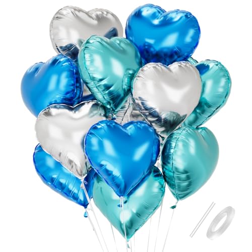 Herz Folienballons, 18 Zoll Herzluftballons Blau Silber, Herz Luftballon Helium, Herzballons Blau Silber Herzform Folienluftballon, Herzluftballons Hochzeit Valentinstag Babypartys Geburtstagsdeko Herz Folienballons, 18 Zoll Herzluftballons Blau Silber, Herz Luftballon Helium, Herzballons Blau Silber Herzform Folienluftballon, Herzluftballons Hochzeit Valentinstag Babypartys Geburtstagsdeko von Capaneus