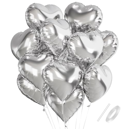 Herz Folienballons, 18 Zoll Herzluftballons Silber, Herz Luftballon Helium, Herzballons Silber Herzform Folienluftballon, Herzluftballons Hochzeit Valentinstag Babypartys Geburtstagsdeko Herz Folienballons, 18 Zoll Herzluftballons Silber, Herz Luftballon Helium, Herzballons Silber Herzform Folienluftballon, Herzluftballons Hochzeit Valentinstag Babypartys Geburtstagsdeko von Capaneus