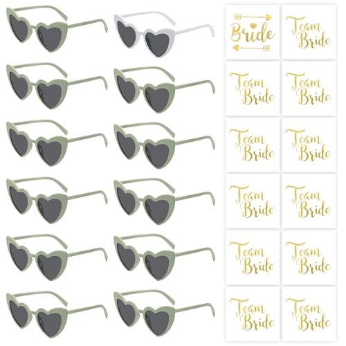 Herz Sonnenbrille Hochzeit Damen, 24 Stück Bride to Be Deko Sonnenbrille Herzform und Team Tattoo Aufkleber, Party Brillen Herz Sonnenbrille Team Bride, Hippie Herzförmige Brille für Wedding Décor Herz Sonnenbrille Hochzeit Damen, 24 Stück Bride to Be Deko Sonnenbrille Herzform und Team Tattoo Aufkleber, Party Brillen Herz Sonnenbrille Team Bride, Hippie Herzförmige Brille für Wedding Décor von Capaneus
