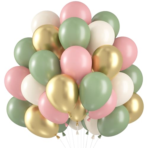 Luftballons Rosa Grün, 60 Stück Luftballons Salbeigrün Pink Pastell, Luftballons Grüne Gold Rosa Set, Sage Grün Pink Weiß Metallic Gold Ballons für Dschungel Safari Geburtstag Babyparty Hochzeit Deko Luftballons Rosa Grün, 60 Stück Luftballons Salbeigrün Pink Pastell, Luftballons Grüne Gold Rosa Set, Sage Grün Pink Weiß Metallic Gold Ballons für Dschungel Safari Geburtstag Babyparty Hochzeit Deko von Capaneus