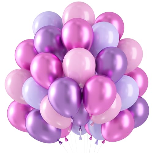 Luftballons Rosa Lila, 60 Stück Luftballons Lila Pink Pastell, Metallic Rosa Lila Helium Ballons Set, Luftballons Mädchen Geburtstagsdeko Lila, Latex Ballons für Hochzeit Babypartys Verlobung Deko Luftballons Rosa Lila, 60 Stück Luftballons Lila Pink Pastell, Metallic Rosa Lila Helium Ballons Set, Luftballons Mädchen Geburtstagsdeko Lila, Latex Ballons für Hochzeit Babypartys Verlobung Deko von Capaneus