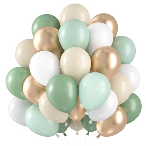 Luftballons Salbeigrün, 60 Stück Luftballons Grün Gold, Luftballons Eukalyptus Grün Beige Weiß Gold Champagner Helium Ballons, Olive Sage Grün Beige Weiß Latex Ballons für Hochzeit Geburtstags deko Luftballons Salbeigrün, 60 Stück Luftballons Grün Gold, Luftballons Eukalyptus Grün Beige Weiß Gold Champagner Helium Ballons, Olive Sage Grün Beige Weiß Latex Ballons für Hochzeit Geburtstags deko von Capaneus