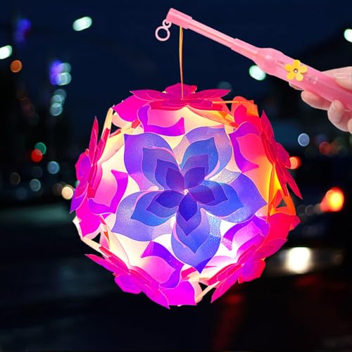 St Martin Laterne Bastelset, Laternenstab Kinder Led, Tragbare Laterne für Kinder, Martinslaterne mit Laternenstab, Multicolor Laternen Bastelset, für Martinsumzug, Weihnachten, Halloween (Rosa) von Capaneus