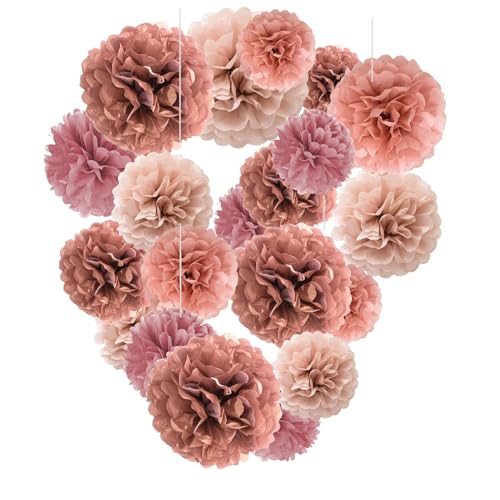 Capesaro Blush Pink, Dusty Rose Gold Papier Pom Poms - Tissue Pom Poms Dekorationen für Party Hochzeit hängende Dekoration - 16 Stück Set Capesaro Blush Pink, Dusty Rose Gold Papier Pom Poms - Tissue Pom Poms Dekorationen für Party Hochzeit hängende Dekoration - 16 Stück Set von Capesaro