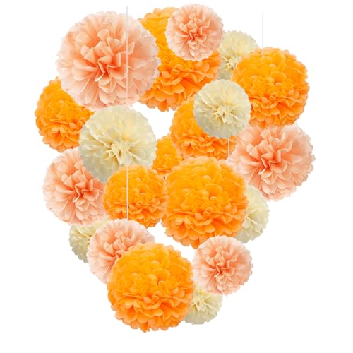 Capesaro Orange Papier Pom Poms - Pfirsich Tissue Pom Poms Dekorationen für Party hängende Dekoration - 15 Stück Set Capesaro Orange Papier Pom Poms - Pfirsich Tissue Pom Poms Dekorationen für Party hängende Dekoration - 15 Stück Set von Capesaro