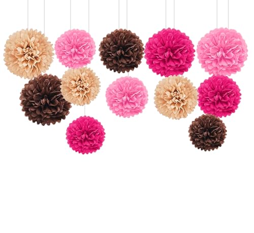 Capesaro Rosa und Braun 12PCS Papier Pom Poms Party Dekorationen für Western Cowgirl Geburtstag Retro Rodeo Party, hängende Seidenpapier Blumen für Verlobung, Hochzeit, Baby Shower Capesaro Rosa und Braun 12PCS Papier Pom Poms Party Dekorationen für Western Cowgirl Geburtstag Retro Rodeo Party, hängende Seidenpapier Blumen für Verlobung, Hochzeit, Baby Shower von Capesaro