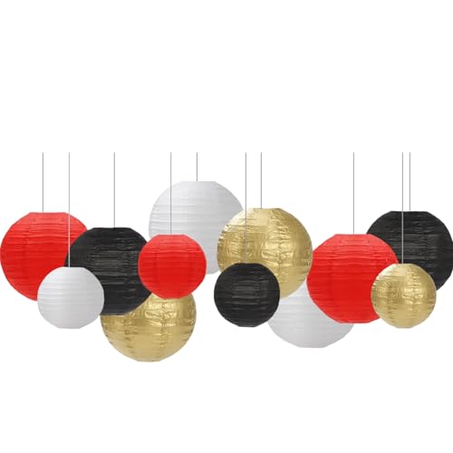 Capesaro Schwarz Rot Weiß Papier Laternen Dekorative 12pcs Party Hängende Dekorationen für Party Brautdusche Hochzeit Baby Dusche Graduierung Jahrestag Zimmer Dekoration von Capesaro