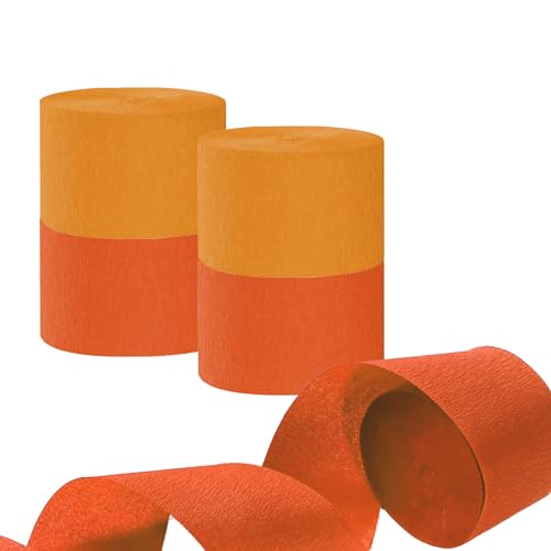 Krepppapier 6 Rollen 150 m, Kreppband Satz von orange Creppapier, Krepp Papier für Partydekorationen, Geburtstagsdekorationen, Hochzeitsdeko (4,5 cm x 25 m/Rolle) von Capesaro