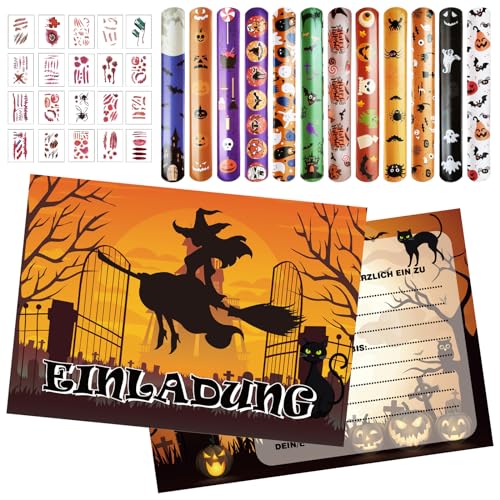 12 Halloween Party Einladungen, Halloween Einladungskarten Set, Halloween Party Mitgebsel Kindergeburtstag, 12 Halloween Schnapparmband Kinder, 20 Halloween Tattoo für Kinder Halloween Geschenke 12 Halloween Party Einladungen, Halloween Einladungskarten Set, Halloween Party Mitgebsel Kindergeburtstag, 12 Halloween Schnapparmband Kinder, 20 Halloween Tattoo für Kinder Halloween Geschenke von Capgoost