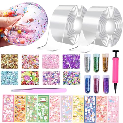 38 Stück Nano Tape Bubbles Set, Nano Klebeband Set, Doppelseitiges Bubble Tape DIY, Blowing Bubble Tape mit Pailletten Aufkleber, Transparentes Multipurpose Nano Tape Bubble Craft Kit für Kinder 38 Stück Nano Tape Bubbles Set, Nano Klebeband Set, Doppelseitiges Bubble Tape DIY, Blowing Bubble Tape mit Pailletten Aufkleber, Transparentes Multipurpose Nano Tape Bubble Craft Kit für Kinder von Capgoost