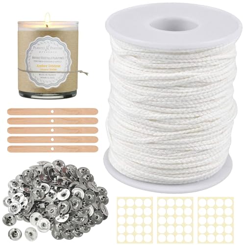 61m Kerzendochte für Kerzen, Kerzendocht Set, Rauchfrei Kerzendocht, Kerzen Docht Set, Cotton Candle Wick Kerzendocht mit 100 Stück Dochthalter für DIY Kerzenherstellung Weihnachten Aromatherapie 61m Kerzendochte für Kerzen, Kerzendocht Set, Rauchfrei Kerzendocht, Kerzen Docht Set, Cotton Candle Wick Kerzendocht mit 100 Stück Dochthalter für DIY Kerzenherstellung Weihnachten Aromatherapie von Capgoost