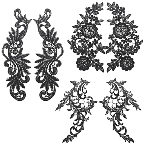 3 Paar Spitze Hochzeitskleid Patch, schwarz bestickt Blumen Applikationen Retro Polyester Ornament DIY Hochzeitskleid Kragen Ausschnitt Trims Applikation zum Nähen Kleidung Hut Tasche Jeans Kissen 3 Paar Spitze Hochzeitskleid Patch, schwarz bestickt Blumen Applikationen Retro Polyester Ornament DIY Hochzeitskleid Kragen Ausschnitt Trims Applikation zum Nähen Kleidung Hut Tasche Jeans Kissen von Capiant