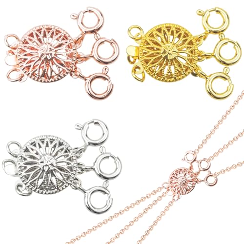 3 Stück Halsketten-Verschlüsse, Schmuckschloss, Konverter-Kettenverlängerung, verhedderungsfreier Schmuck-Verschluss, Konverter für stapelbare mehrere Halsketten 3 Stück Halsketten-Verschlüsse, Schmuckschloss, Konverter-Kettenverlängerung, verhedderungsfreier Schmuck-Verschluss, Konverter für stapelbare mehrere Halsketten von Capiant